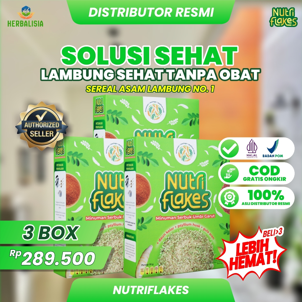 

Paket Maag Kronis 3 Box Nutriflakes Original Minuman Sereal Umbi Garut Bantu Atasi Asam Lambung