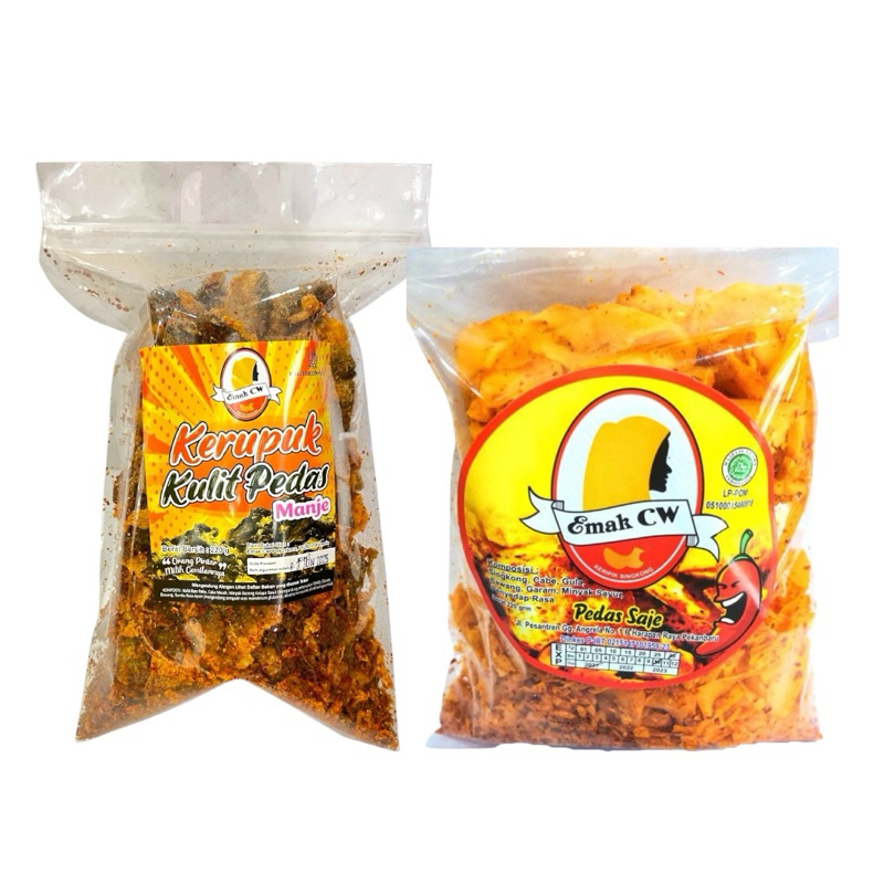 

Emakcw - 2Pcs Keripik Nage 59 ( Kulit Ikan Pedas Manje Plastik, Keripik Singkong Pedas Saje )