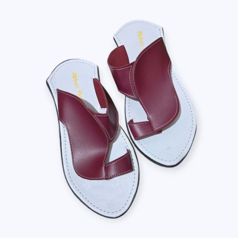 Bisa COD | SANDAL ARAB YAMAN PUTIH MARUN PRIA BY ABBAS SANDAL