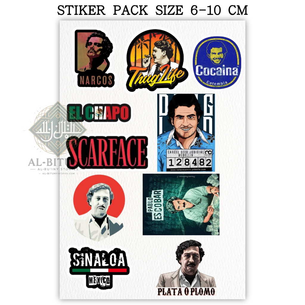 

Sticker Pack Aesthetic Escobar– Ukuran 6-8 cm | Stiker Waterproof & High Quality