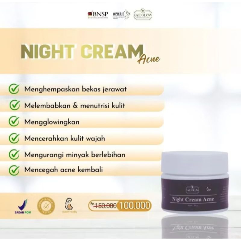 ZAE GLOW - Night cream acne  premium