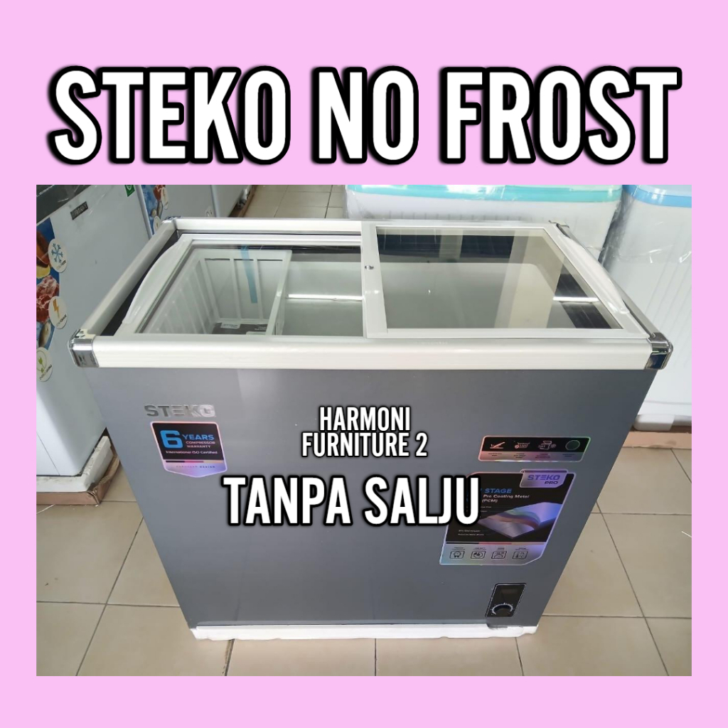 CHEST FREEZER BOX SLEDING STEKO SG 330 RS 300 LITER TANPA BUNGA ES FREEZER BOX STEKO TANPA BUNGA TAN