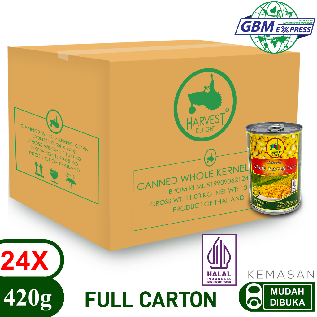 

Harvest Delight Full Carton Canned Whole Kernel Corn 420g - 24Pcs