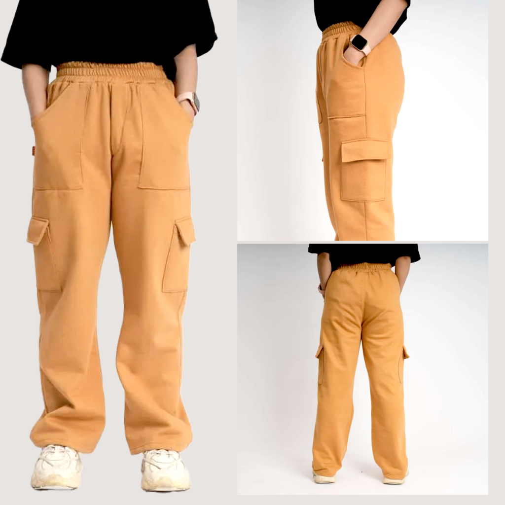 Celana Cargo Sweatpants Cargo Pants Wanita Jumbo Uniqlo Highwaist