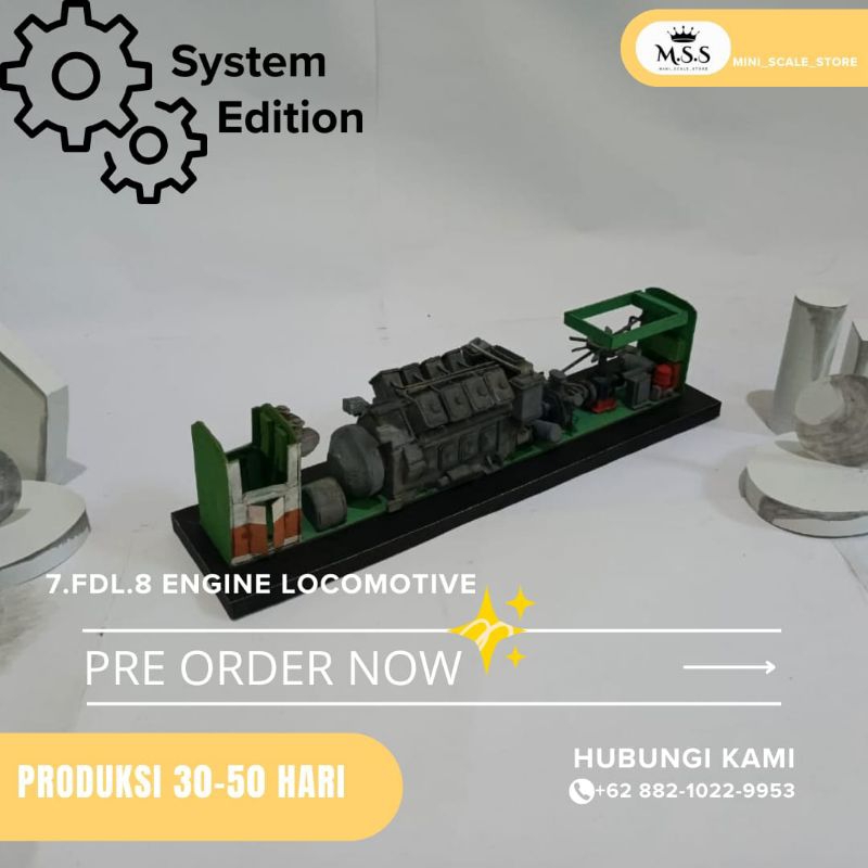 Miniatur 7fdl8 engine/ miniatur mesin lokomotif/ miniatur mesin/ miniatur lokomotif/ 7fdl8/ miniatur