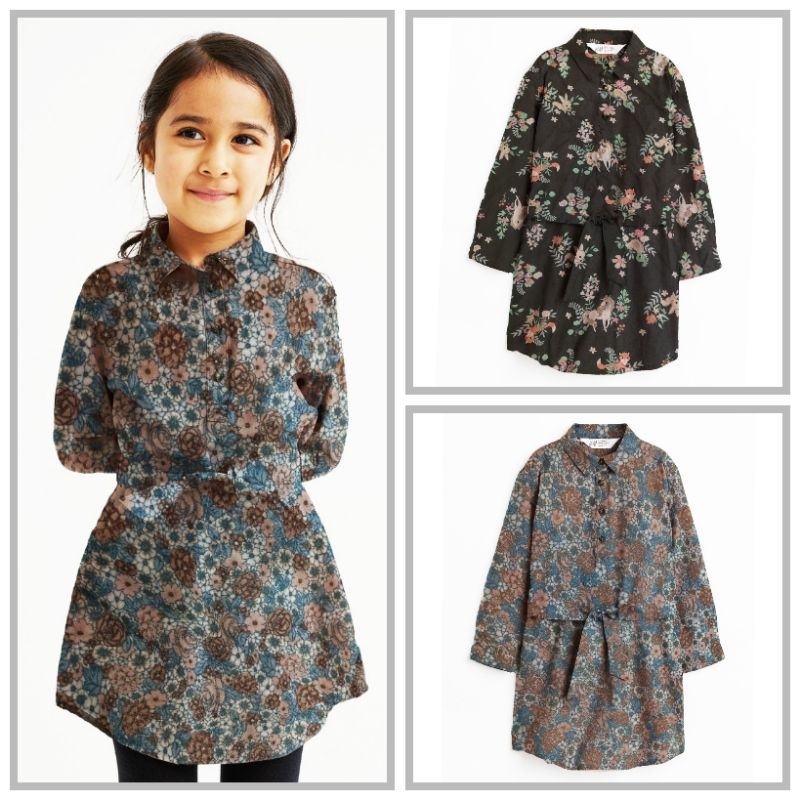 Kemeja Tunik Anak Katun Branded H&M Atasan Belt H&M