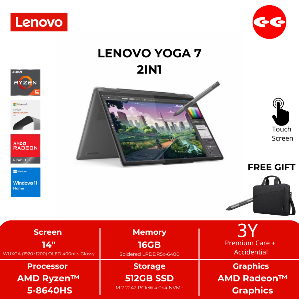 LENOVO YOGA 7 2-IN-1 RYZEN 5-8640HS RAM 16GB SSD 512GB WIN 11 OHS