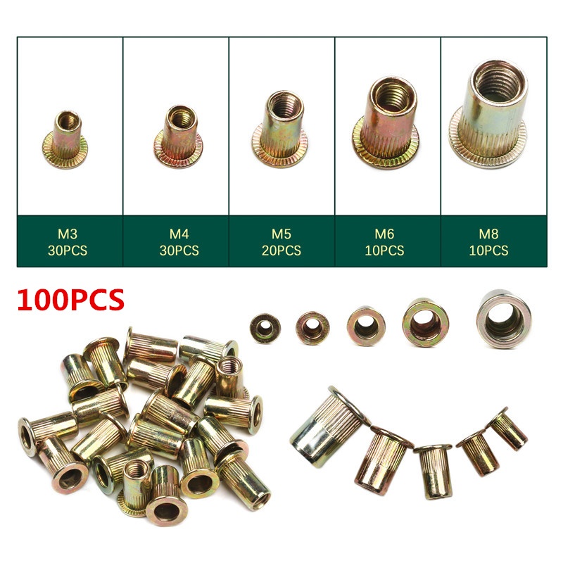 RIvet Nut / Mur Rivet / Insert Nut / Rivet Nut Mur M3 M4 M5 M6 M8 Carbon Steel 100 PCS