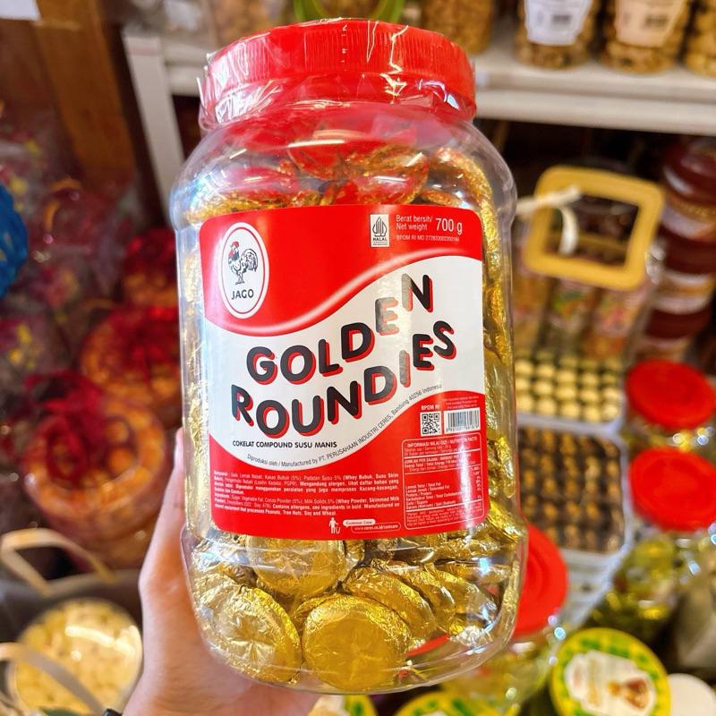 

Coklat Coin Full Milk GOLDEN ROUNDIES Kemasan Toples 700gr