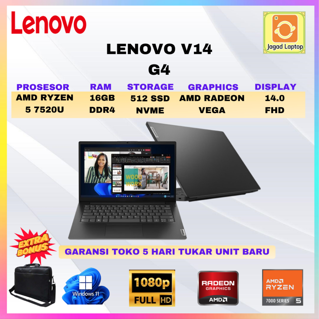 Laptop Lenovo V14 Series G4 16gb 512ssd win11pro Fhd