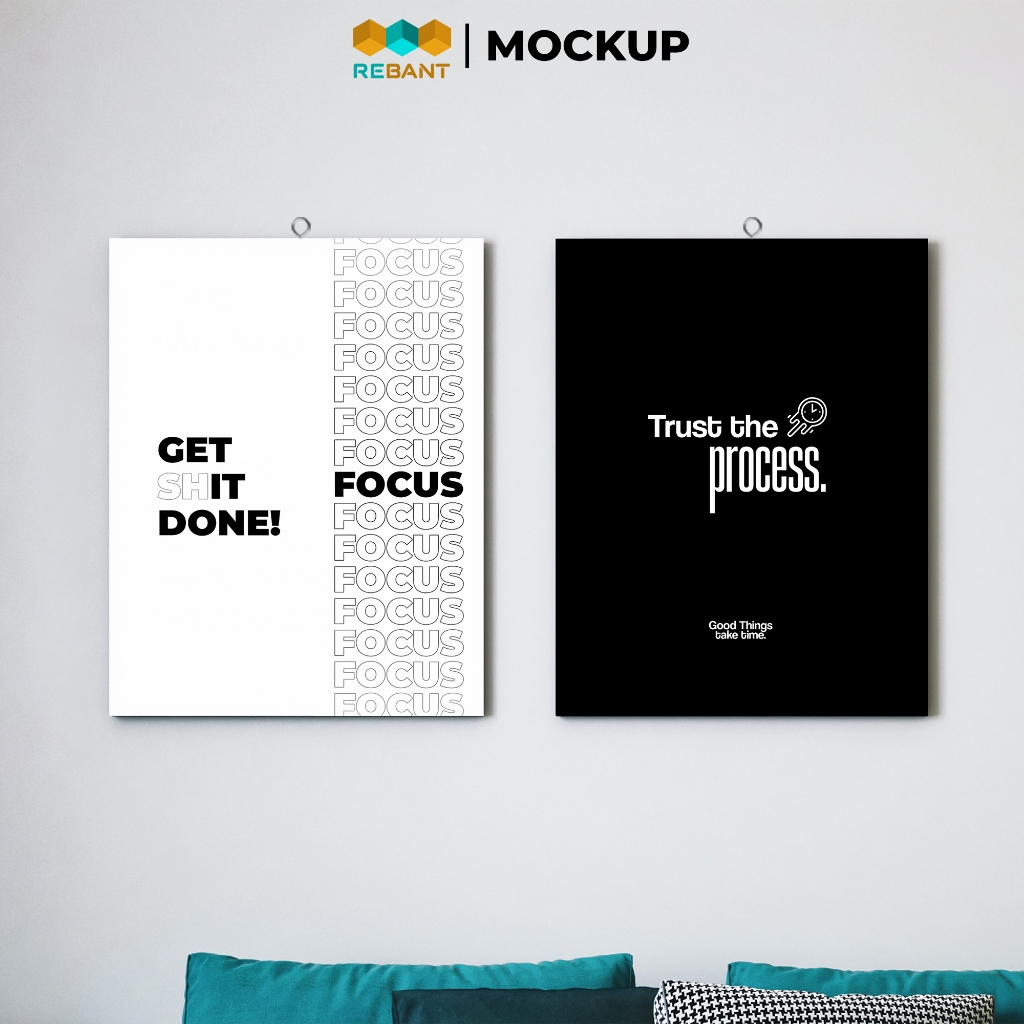 REBANT Hiasan/Pajangan/Gambar/ Lukisan Dinding Quote Motivasi Hitam Putih Aesthetic, MDF 15x20cm art