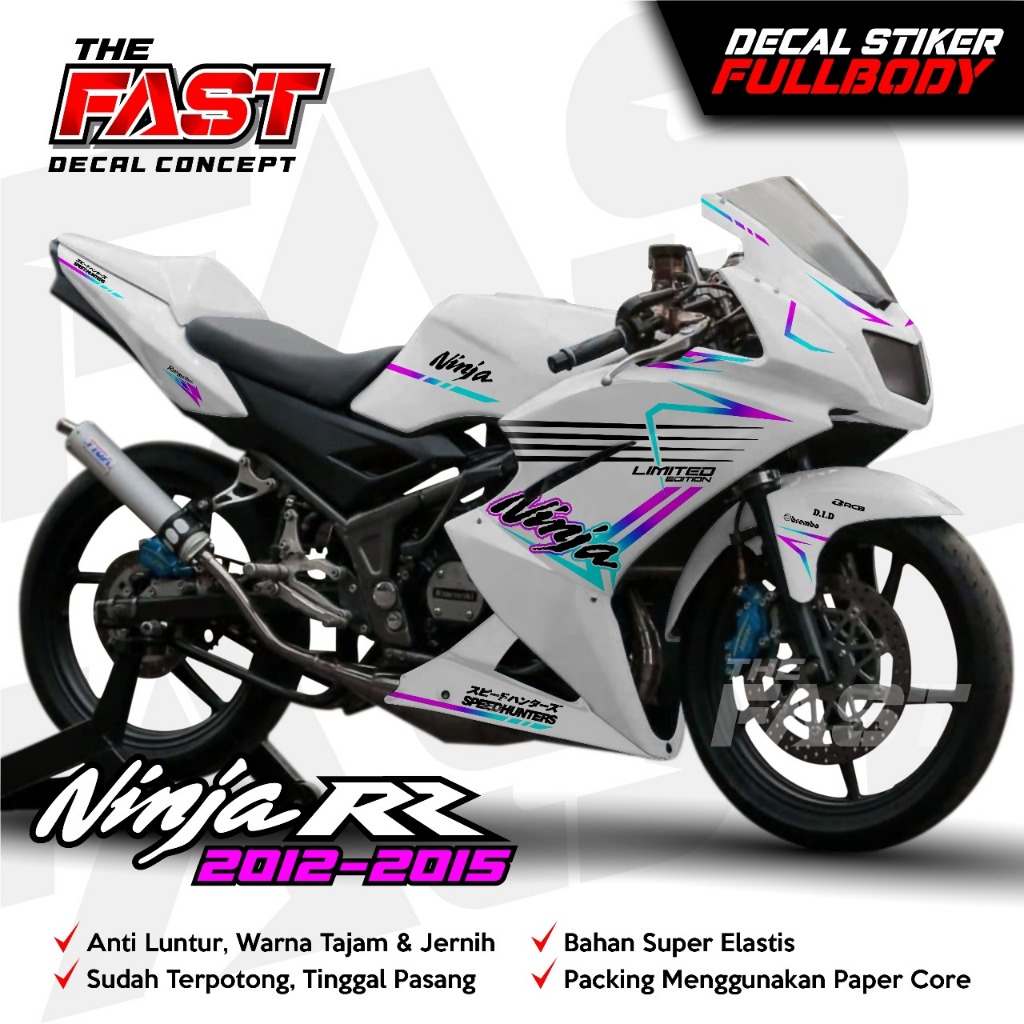 Striping Ninja 150 RR new NEON Custom Fullbody 2012 - 2015  Stiker Variasi Kawasaki Ninja RR Baru De