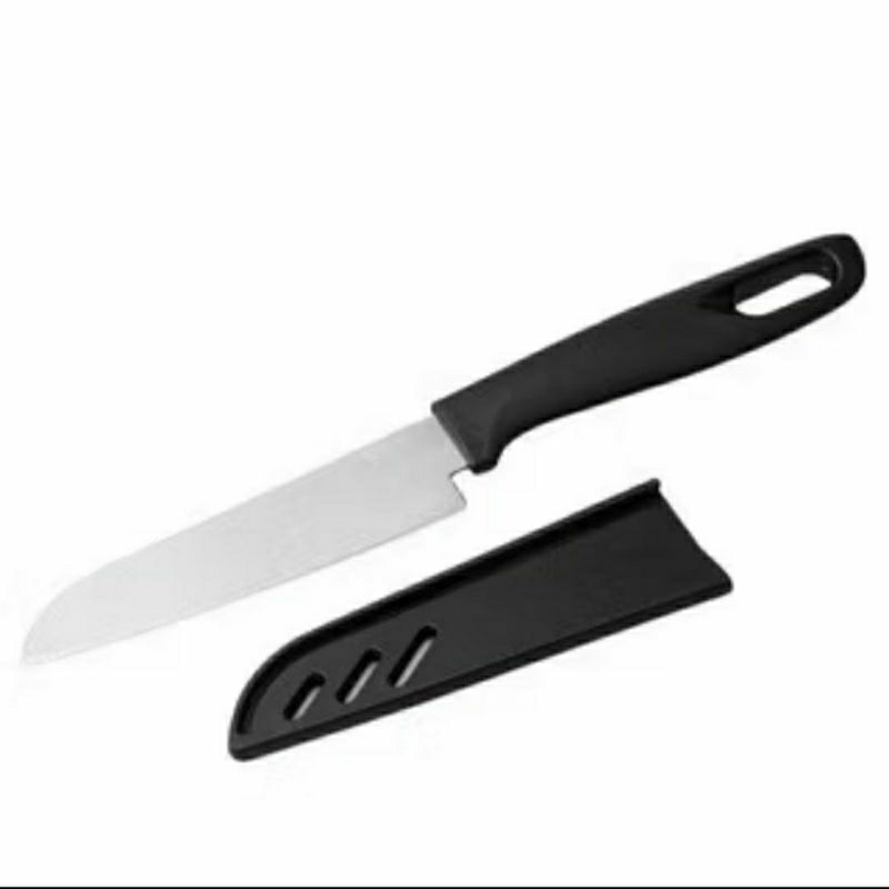 Pisau Hitam Stainless Steel Tajam + Sarung Fruit Knife Pisau Kecil Potong Buah Sayur Kentang Bawang 