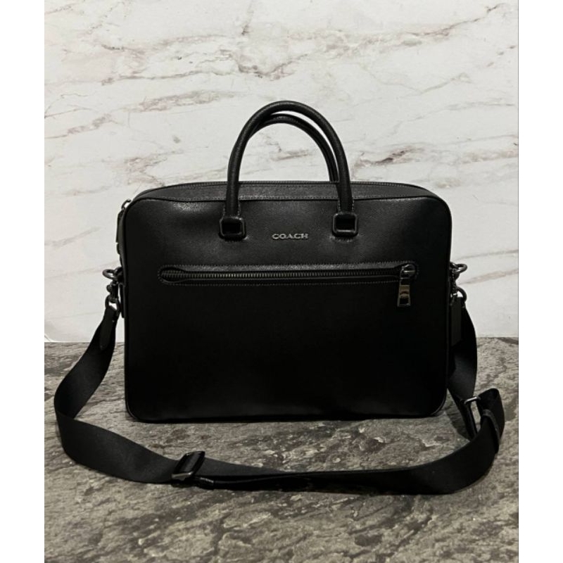 Ready  CR271 Coach Ethan Briefcase Leather Black