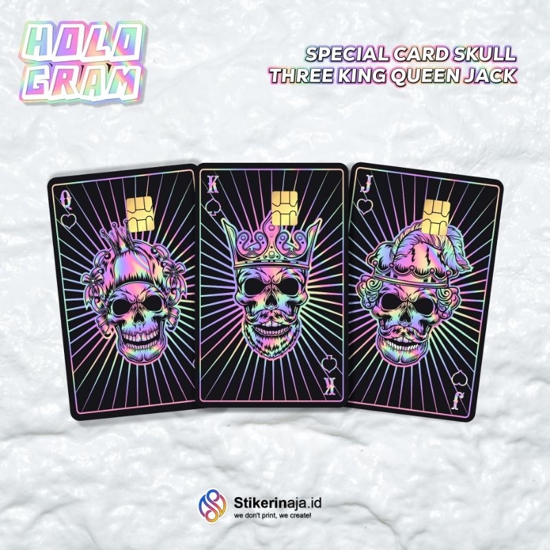 

Sticker Skin Card HOLOGRAM POKER REMI SKULL THREE - Vinyl ATM Debit Credit Emoney Flazz Stiker