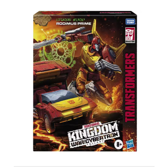 Original Hasbro Transformers Kingdom Action Figure Rodimus Prime with Trailer Commander Robot Kids T