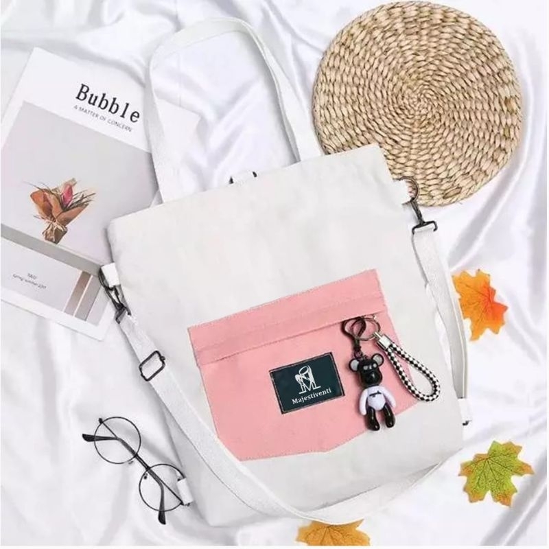 TAS TICHA TOTE BAG MJ02 - Tas Tote Bag Wanita Multifungsi / ( Bisa Ransel / Sling Bag)
