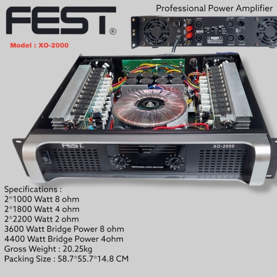 PROFESSIONAL POWER AMPLIFIER FEST XO-2000 8OHM