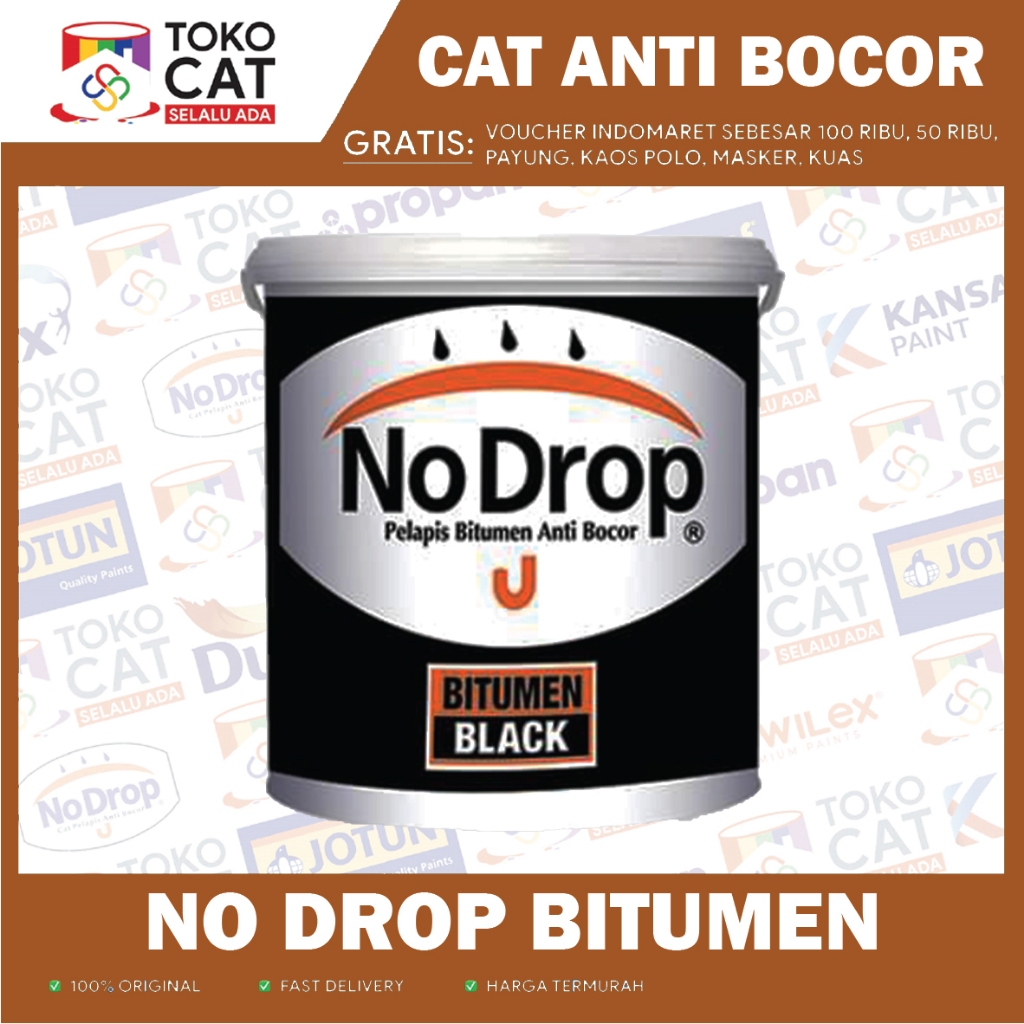 CAT PELAPIS ANTI BOCOR | NO DROP BITUMEN BLACK 4KG | KEMASAN GALON