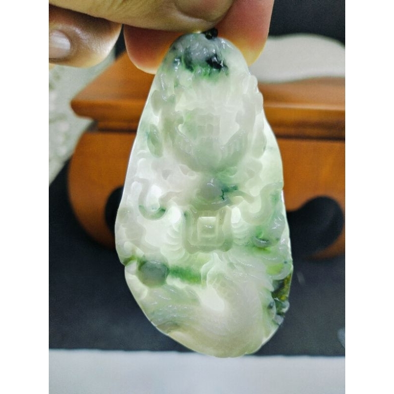 LIONTIN GIOK ASLI BURMA NATURAL JADEITE JADE UKIRAN NAGA 5425