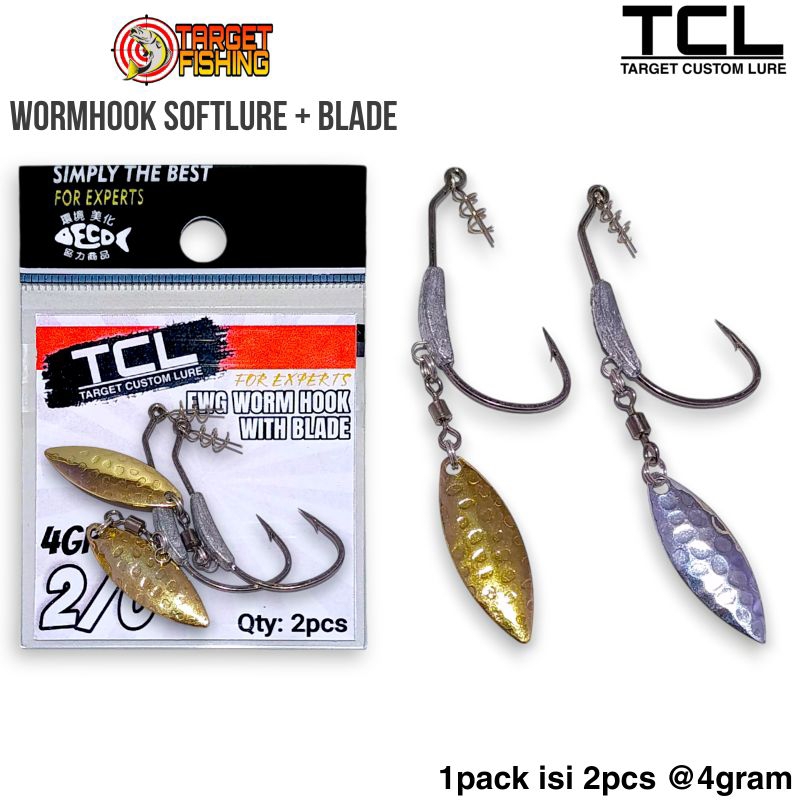 TCL Wormhook Softlure Blade 2/0 isi 2pcs - Kail untuk Softlure Zman Silencer