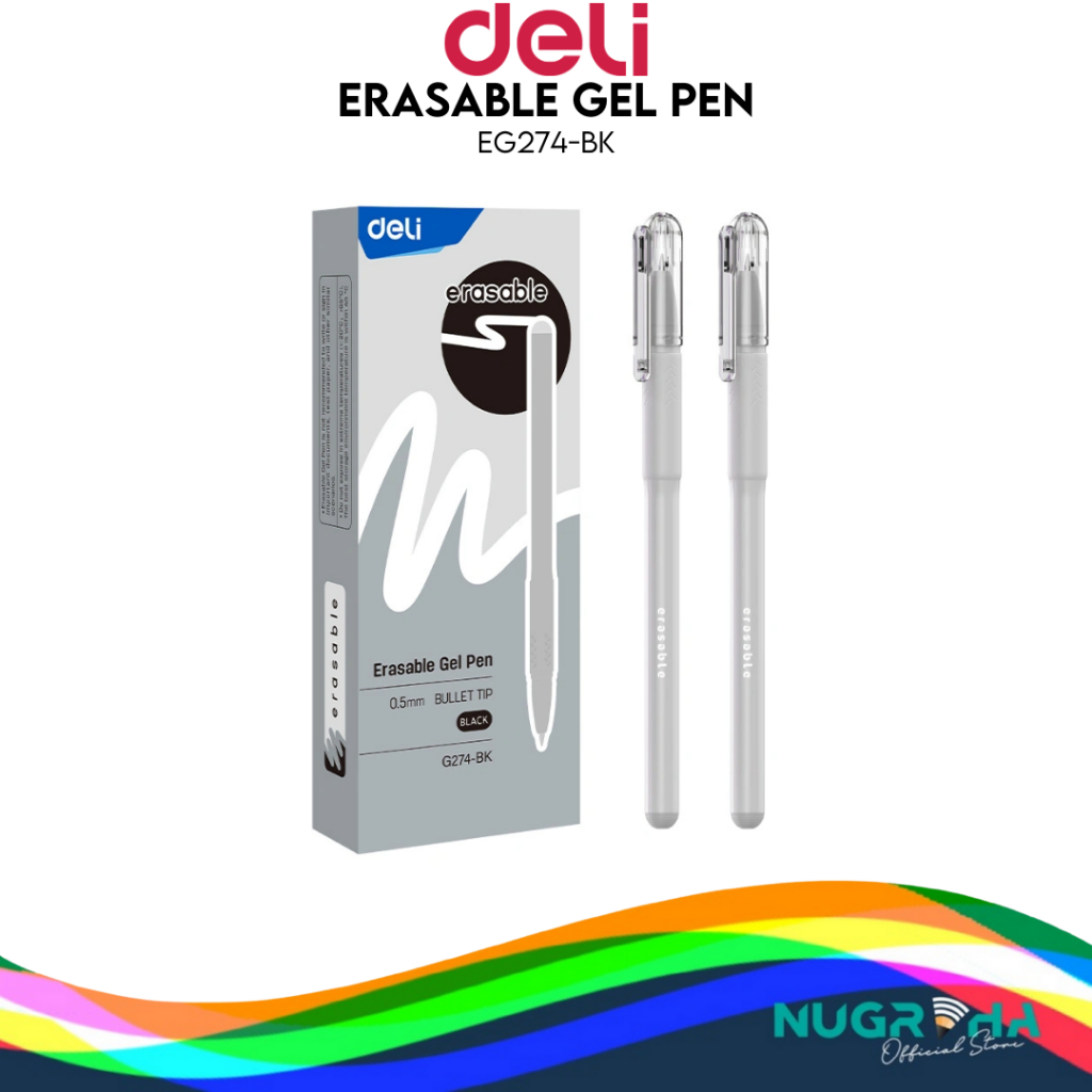 

Deli Erasable Gel Pen 0.5mm Tinta Hitam EG274-BK