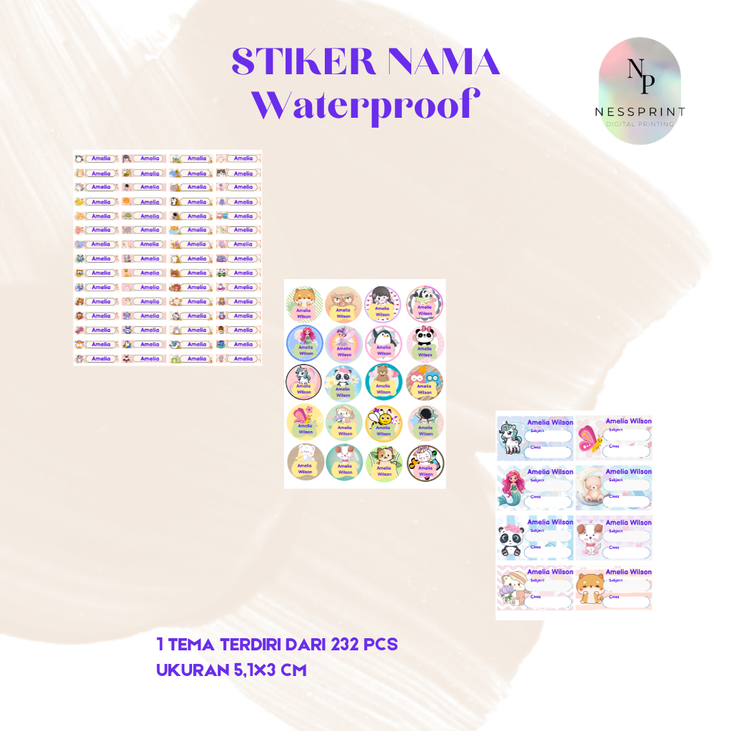 

NESSPRINT sticker nama anak , label nama custom , print label nama sekolah