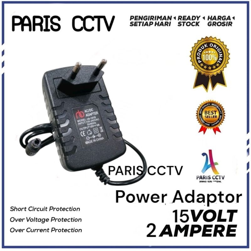 Adaptor 15V 2A Cocok Untuk Charger Speaker Portabel 15 Volt 2 Ampere High Quality Adapter 2 Amper