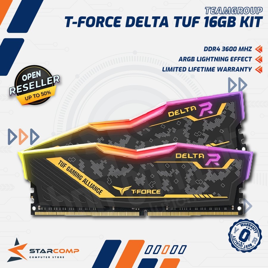 TEAM T-FORCE Delta TUF RGB DDR4 16GB 3600Mhz