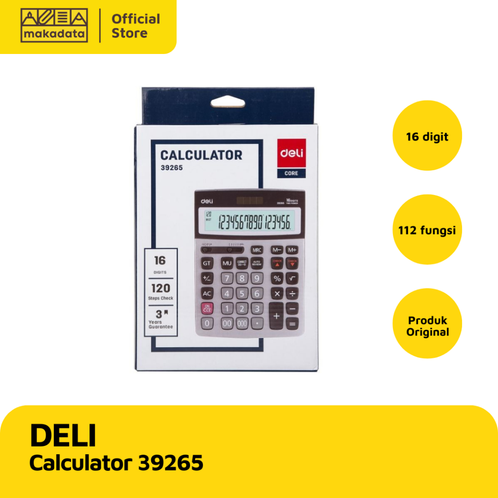

DELI CALCULATOR / KALKULATOR 39265 16 DIGIT MURAH