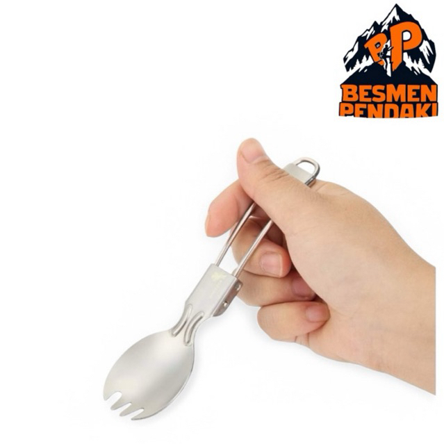 KNIFEZER Foldable Spoon Fork Sendok Garpu Lipat Stainless Steel besmen pendaki