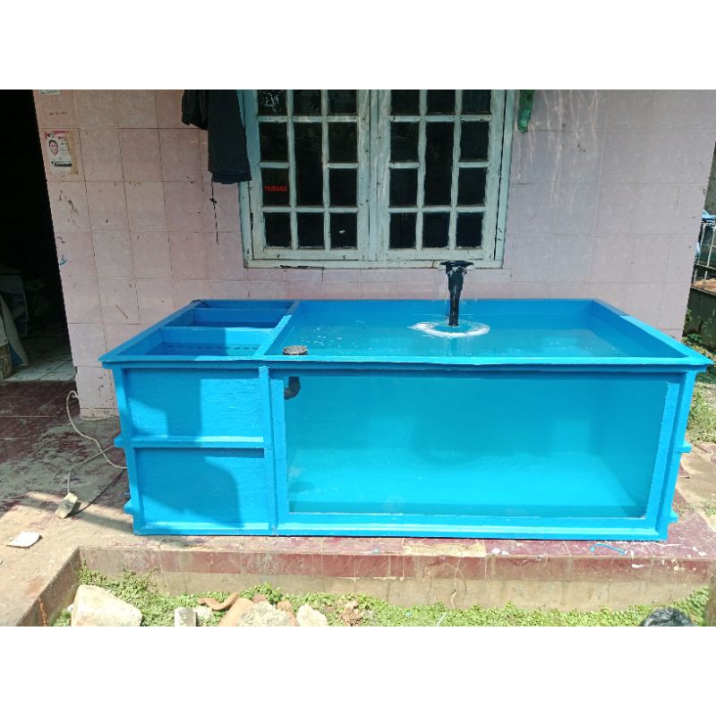 kolam ikan fiber glas kaca size 220*100*80+filter samping