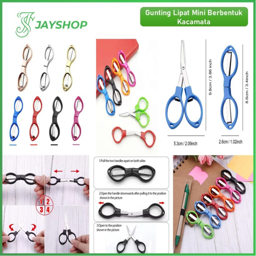 

Gunting Lipat Mini Portable Gunting Lipat Travel Scissors Bentuk Kacamata Serbaguna