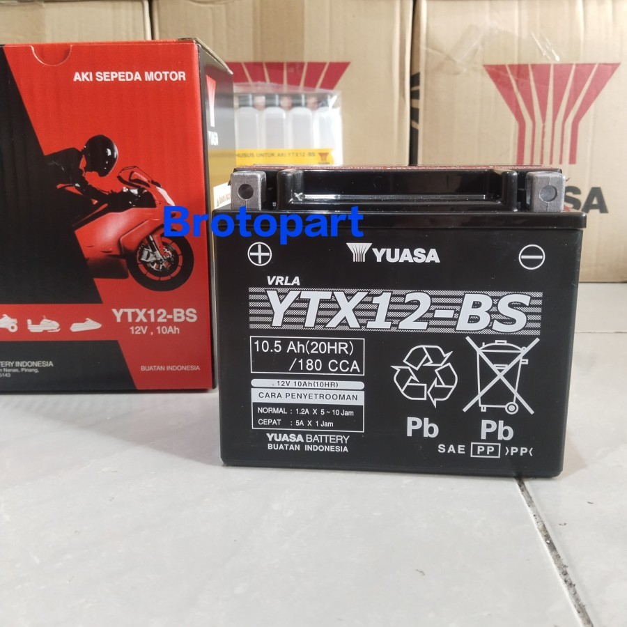 AKI MOTOR MOGE YUASA YTX12-BS MF KERING 12VOLT 10.5AH