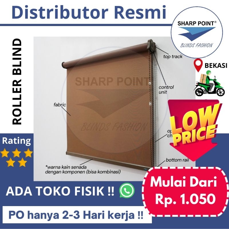 Roller Blind Blackout / Dimout, Sharp Point / Kosei / Nove / BCW, Tirai Gulung Minimalis, Tirai Cust