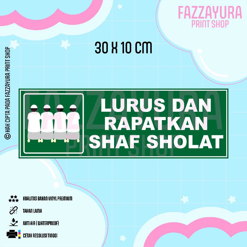 

STICKER LURUS DAN RAPATKAN SHAF SHOLAT 30 X 10 CM