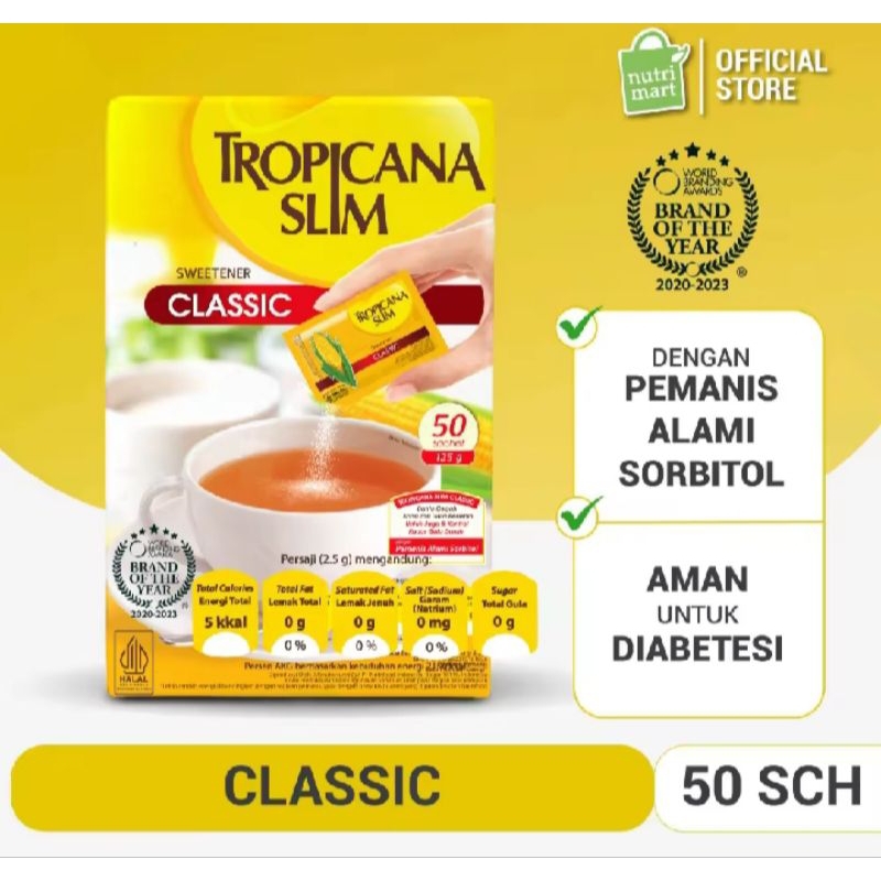 

Tropicana Slim Sweetener Classic 50 Sachet - Pemanis untuk Bantu Batasi Gula - Tropicana Slim Sweetener Classic