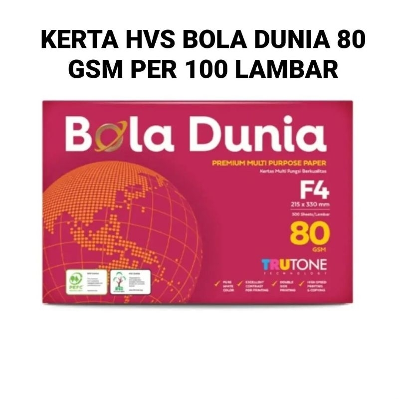 

GRAB/GOSEND Kertas Hvs F4 80gsm BOLA DUNIA by SINARMAS 1 Rim (500 Lembar)