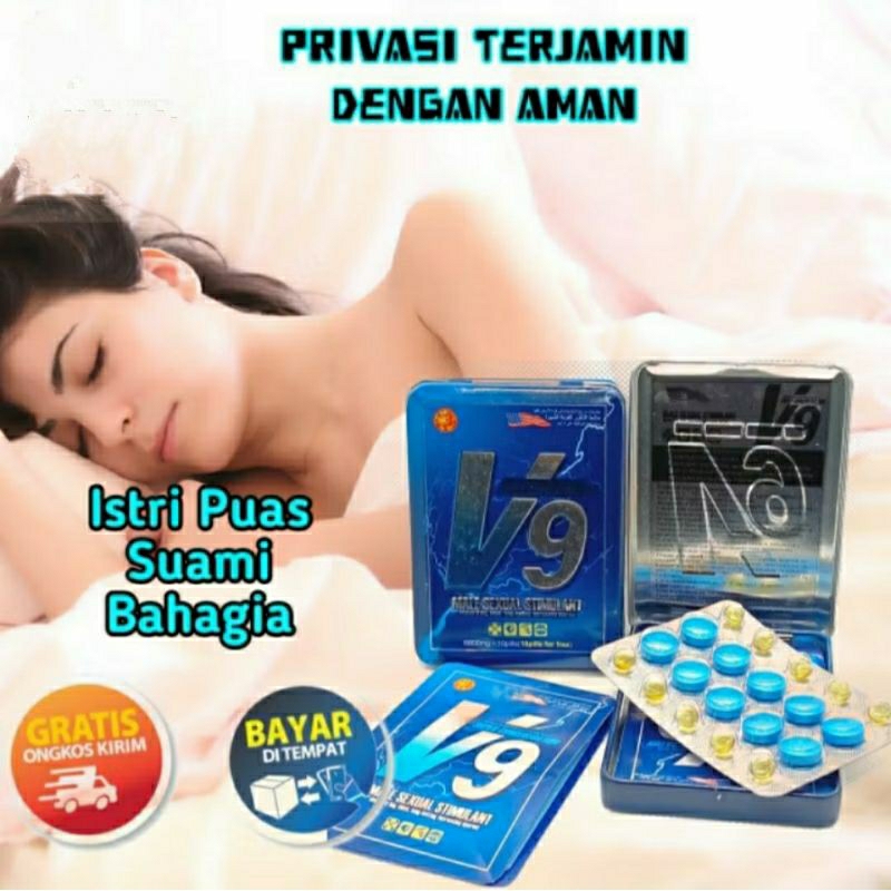 V9 ASLI ORIGINAL ISI 10 BUTIR MENAMBAH STAMINA PRIA OBAT HERBAL TAHAN LAMA KUAT