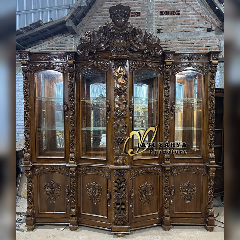 Lemari hias Jati model Shima