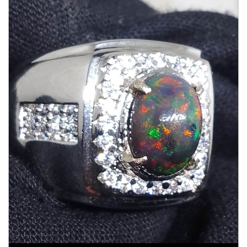 CINCIN BATU NATURAL KALIMAYA BLACK OPAL AFRIKA 100% ORI