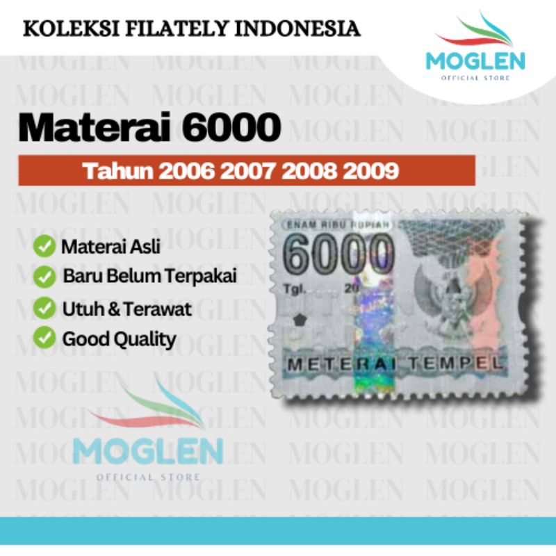 

Materai 6000 Tahun 2006 2007 2008 2009 Perangko Matrai Tempel Asli Original Pos