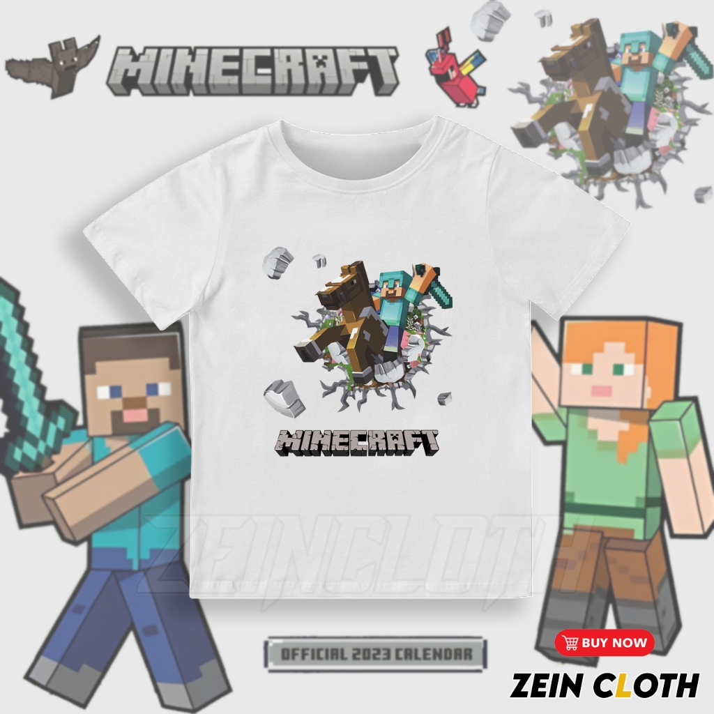 Kaos Baju Anak Minecraft Horse / Kaos Minecraft Anak
