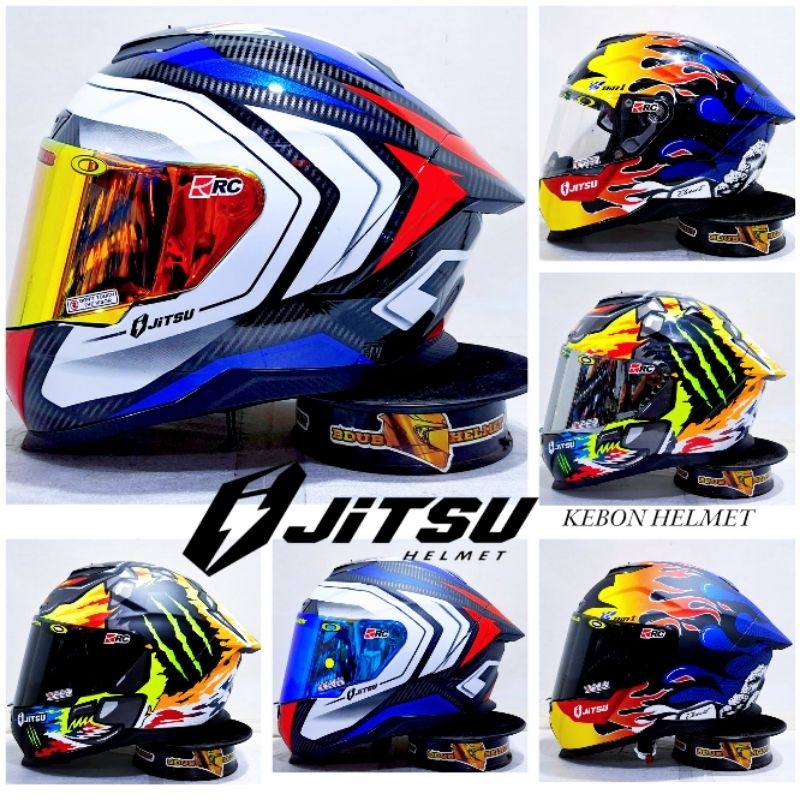 Hlem Jitsu Air 1 Motif Carbon Hlem Full Face Paket Ganteng