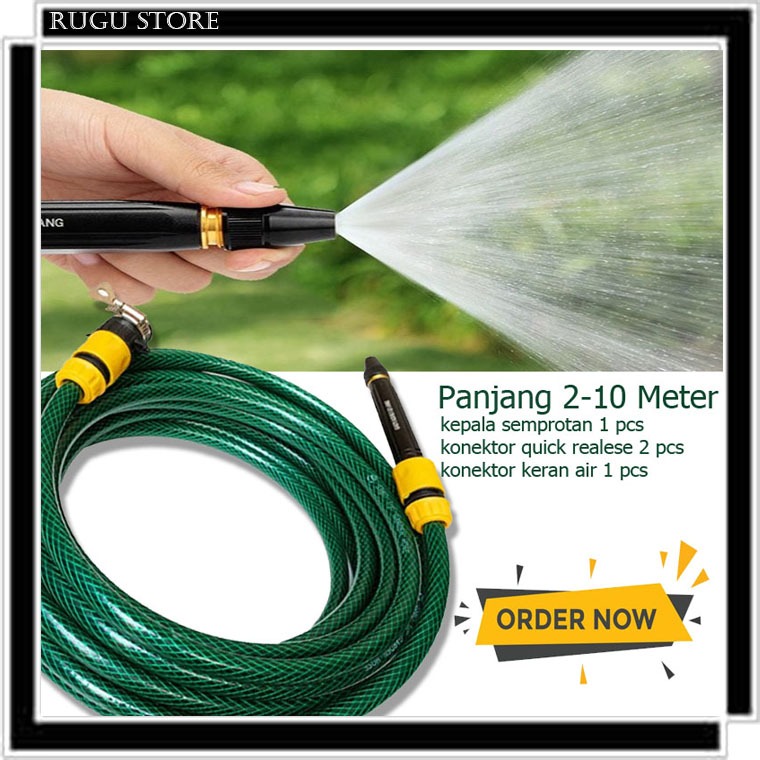 Paket Siap Pakai Selang Semprotan Cuci Motor Cuci Mobil Siram Tanaman / Selang Cuci Motor 10 Meter