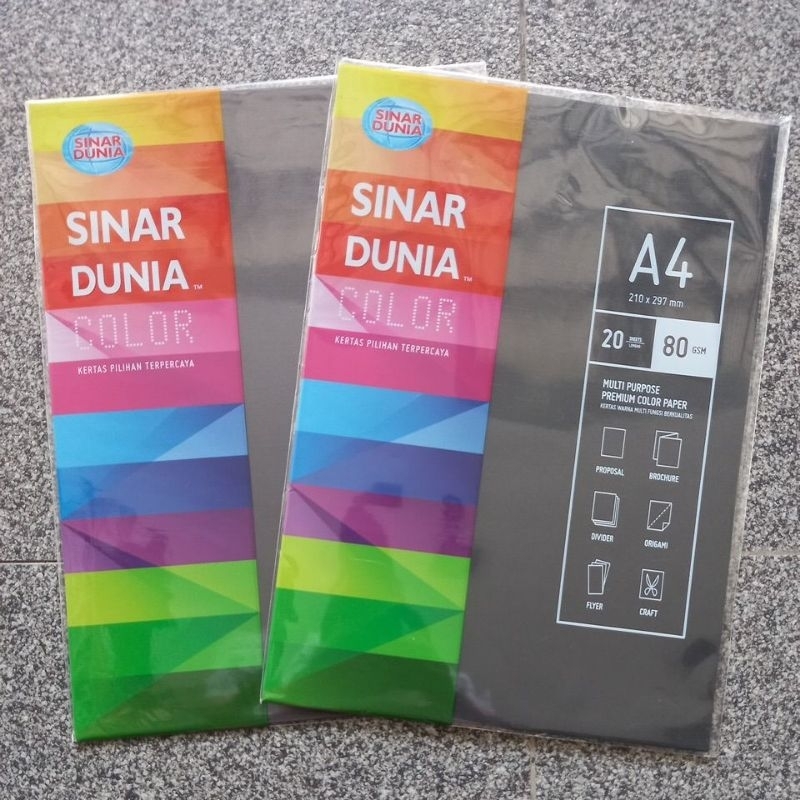 

Kertas warna HITAM Uk. A4 / 80 Gsm / 20 lembar