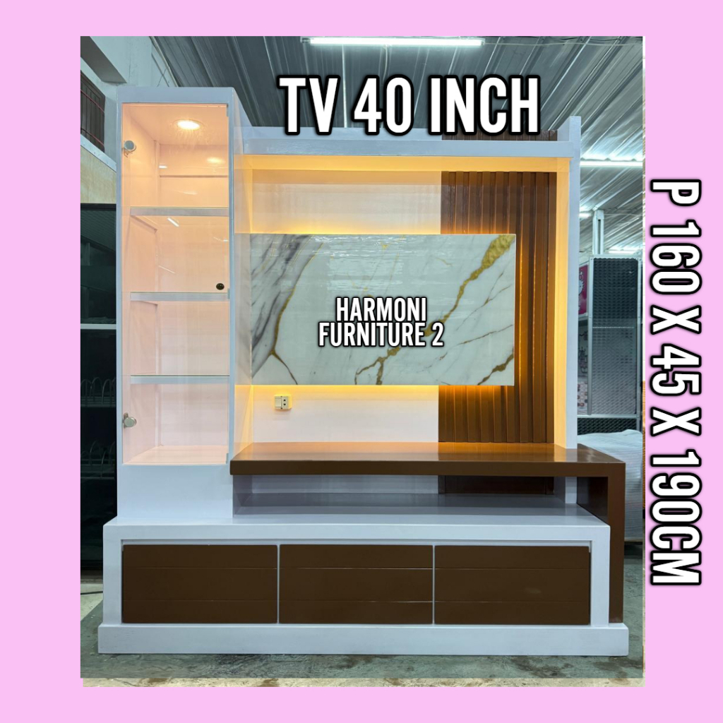 BUFET TV BACKDROP LAMPU 160X190 BACKDROP TV MINIMALIS LAMPU FREE ONGKIR SERANG KOTA DAN CILEGON