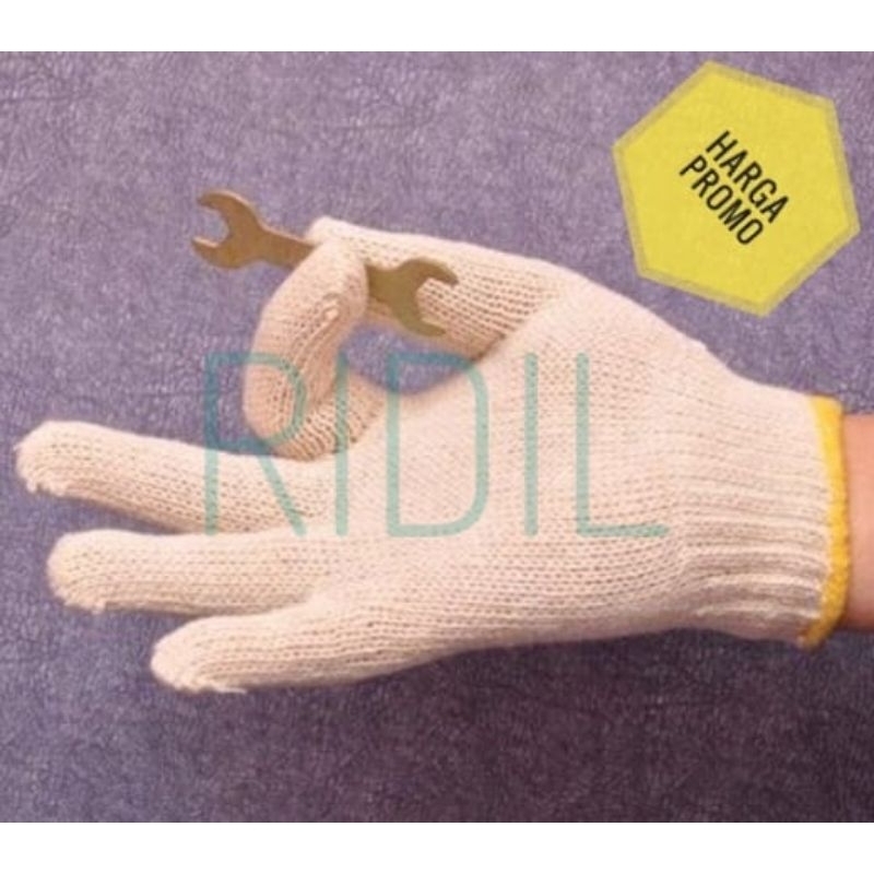 sarung tangan putih (1lusin/12pasang) kain rajut putih benang A4/5 standar serbaguna