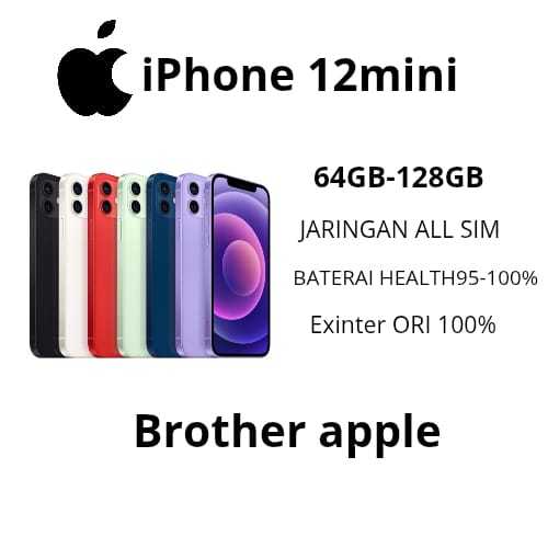 Apple iPhone 12mini 128GB/64GB ip12mini SECOND LIKE NEW FULLSET BERGARANSI hp12mini iphone12mini