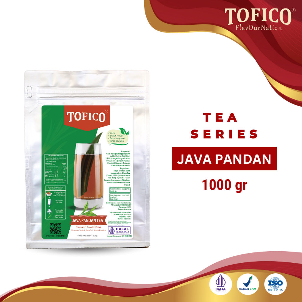 

Java Pandan Tea Powder Tofico/ Bubuk Rasa Teh Pandan Premium 1KG / Tofico Syrup Official